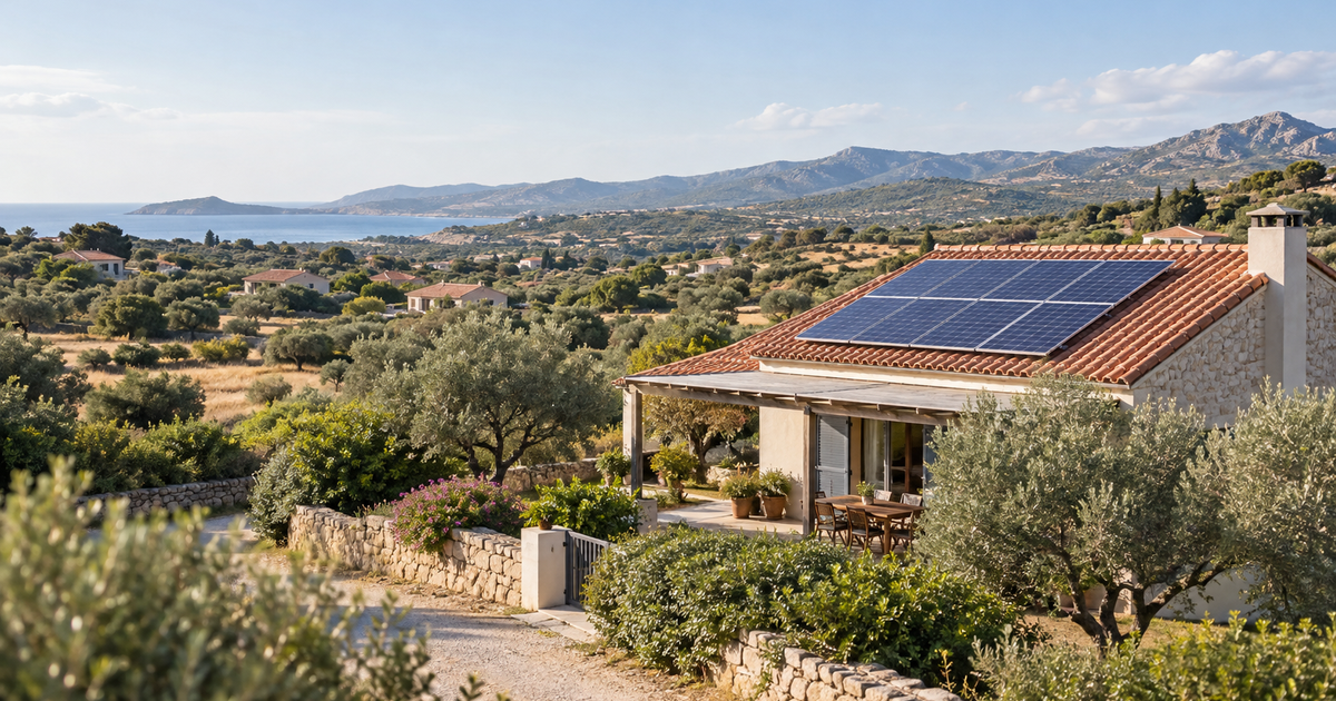 Impianto fotovoltaico su un’abitazione in Sardegna con sistema di accumulo.
